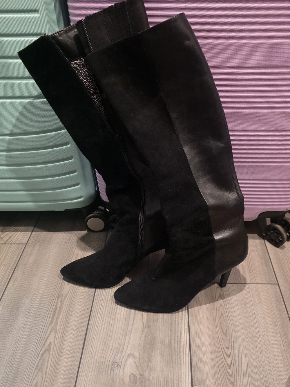 Seychelles Black Suede and Leather Over-the-Knee Boots